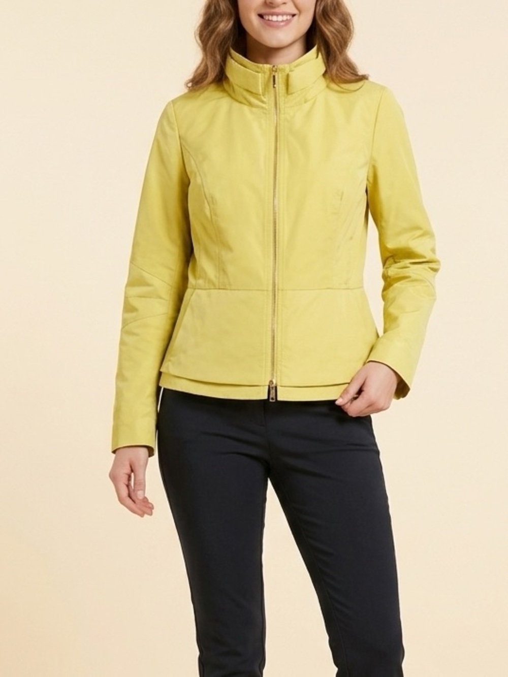 Lafayette 148 New York Lemon Yellow Stand-Collar Utility Jacket